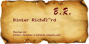 Binter Richárd névjegykártya